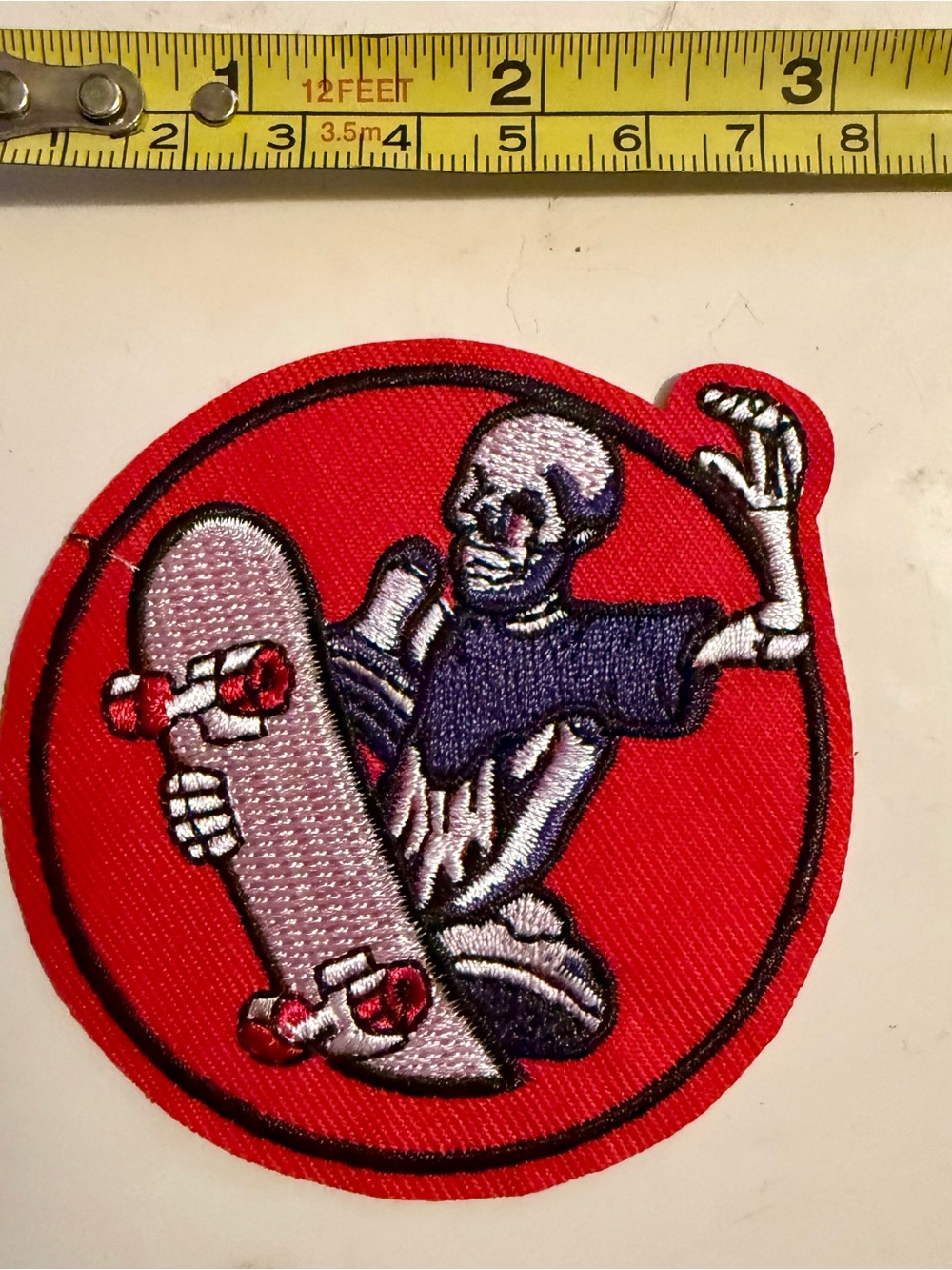 Red Skull Skateboarder Embroidered Patch - Men Accessories